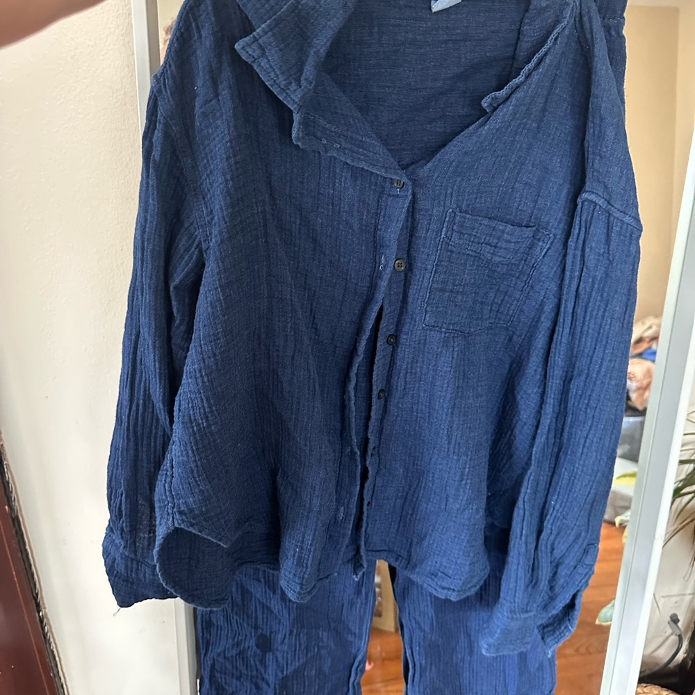 GAP denim gauze Shirt (M) & Pants (Sm) Matching Set